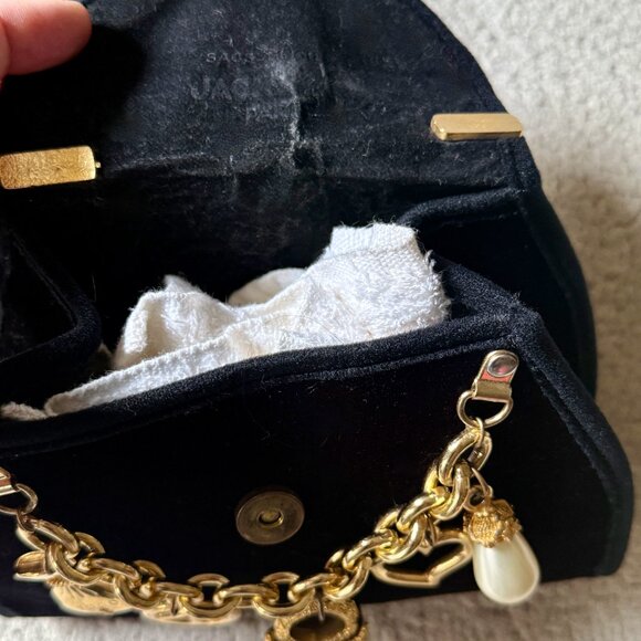 Black and Gold Hardware Woman Purse 90s, Black light suede. - Picture 5 of 6